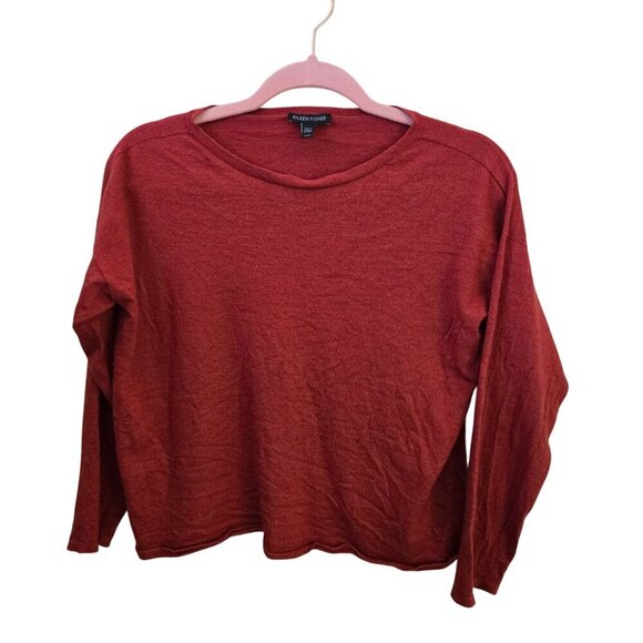 Eileen Fisher Rust Boxy Fit Sustainable Pullover Sweater Size M - Picture 1 of 3